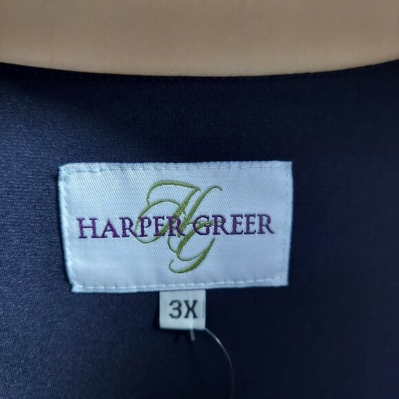 New Harper Greer Womens 3X Navy 3/4 Sleeve Fit & Flare Lisa Dress Stretch $165 - Picture 4 of 9